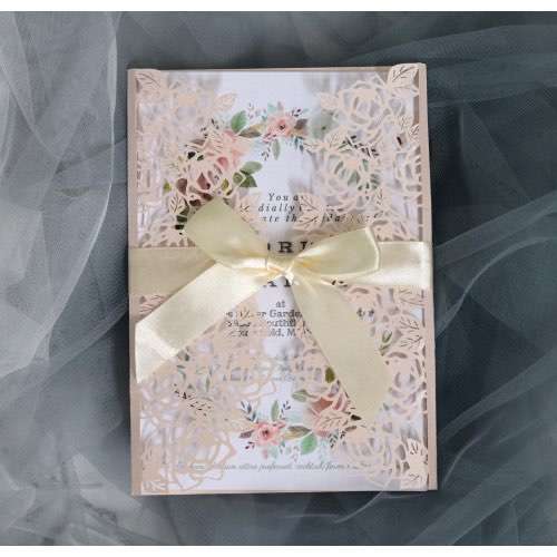 Laser Rose Invitation Card Iridescent Paper Business Invitation Thank You Card 